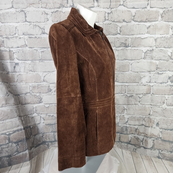 Vintage novelti Suede Jacket Full Zip Brown Size Medium Coastal Cowgirl - Picture 7 of 16